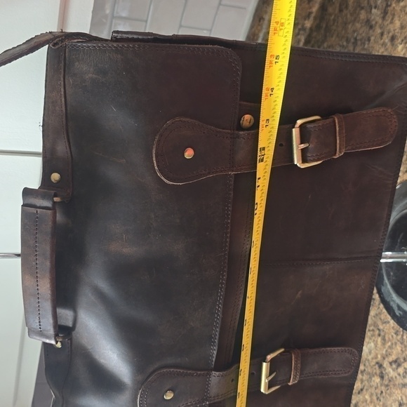 Ruck Sack / Bag Brown Distressed Unisex Leather Career Acadamia College Sz.Lg - Picture 6 of 11